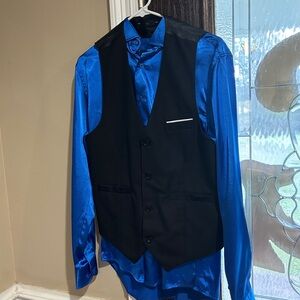 Men's Black Vest with Blue Shirt